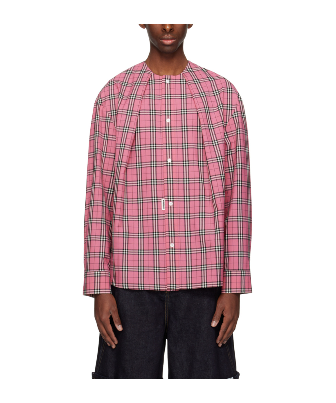 Ader Error Plaid Long-sleeved Shirt In Pink