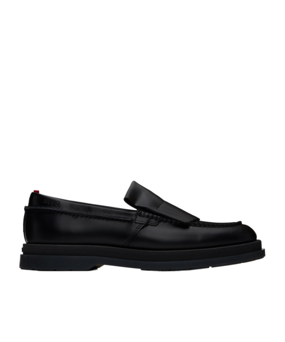 Hugo Boss Mens Hugo Tassel-embellished Flat Leather Moccasins In Black