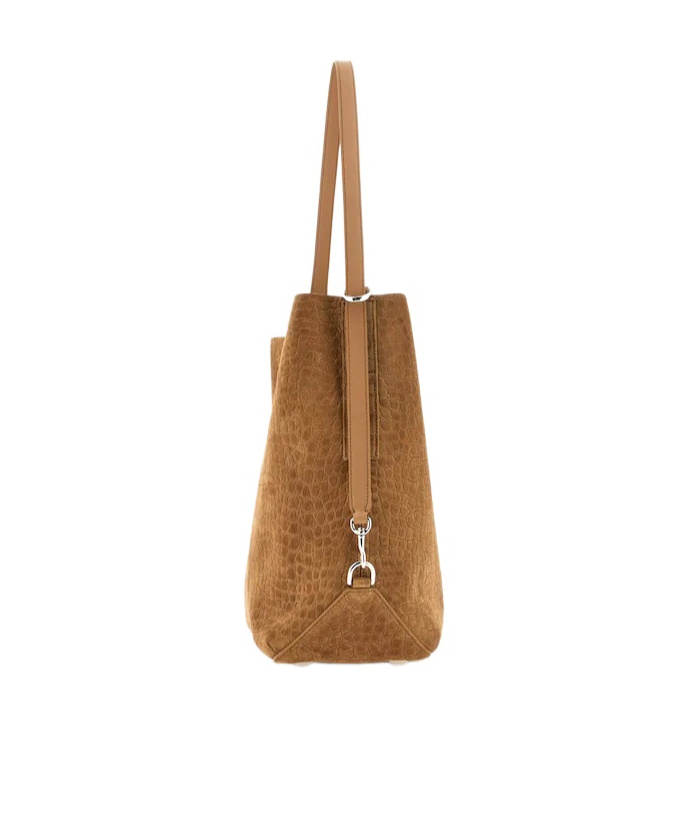 Hogan Suede Hobo Tote Adjustable Shoulder Strap In Sand