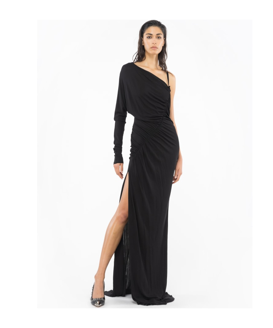 Pinko Crepe Interlock Mermaid Dress In Black