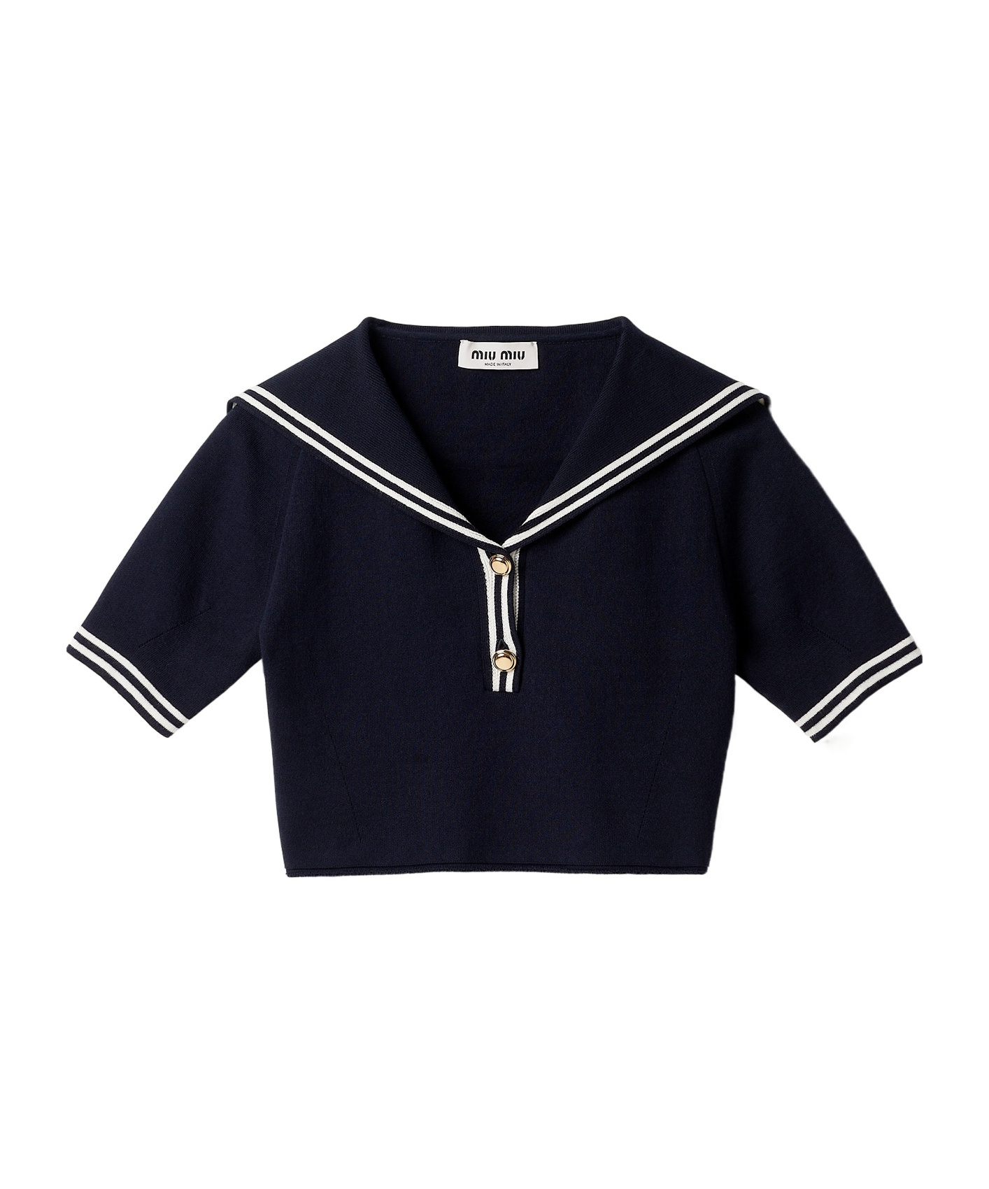 Miu Miu Logo Short-sleeved Sweater In Black