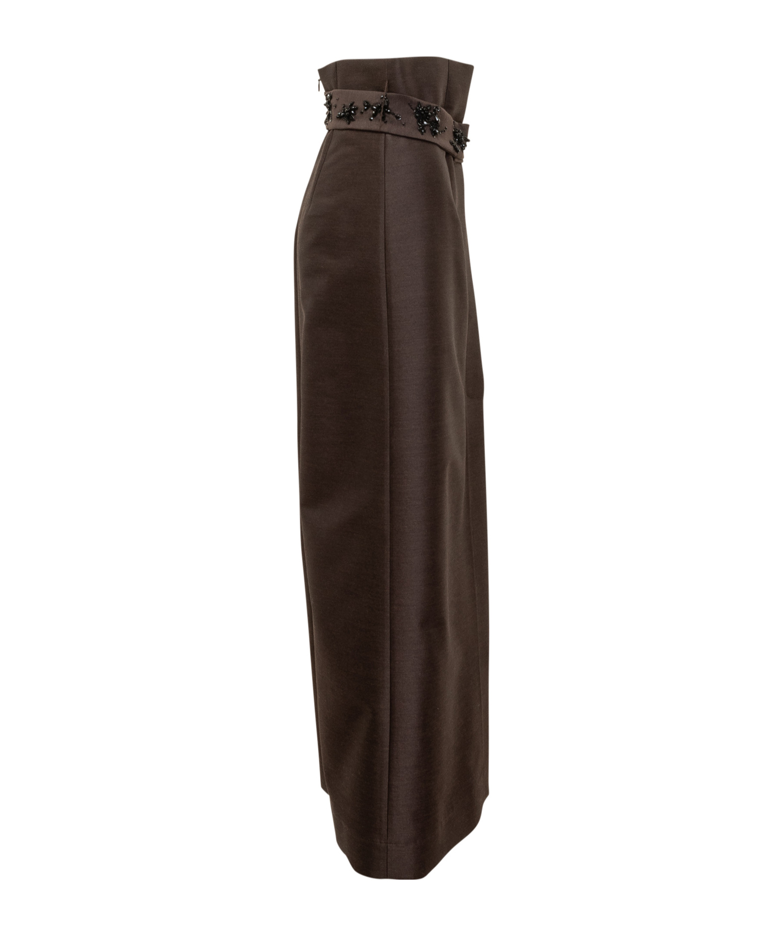 Alberta Ferretti Brown Long Skirt With Embroidered Belt In Black