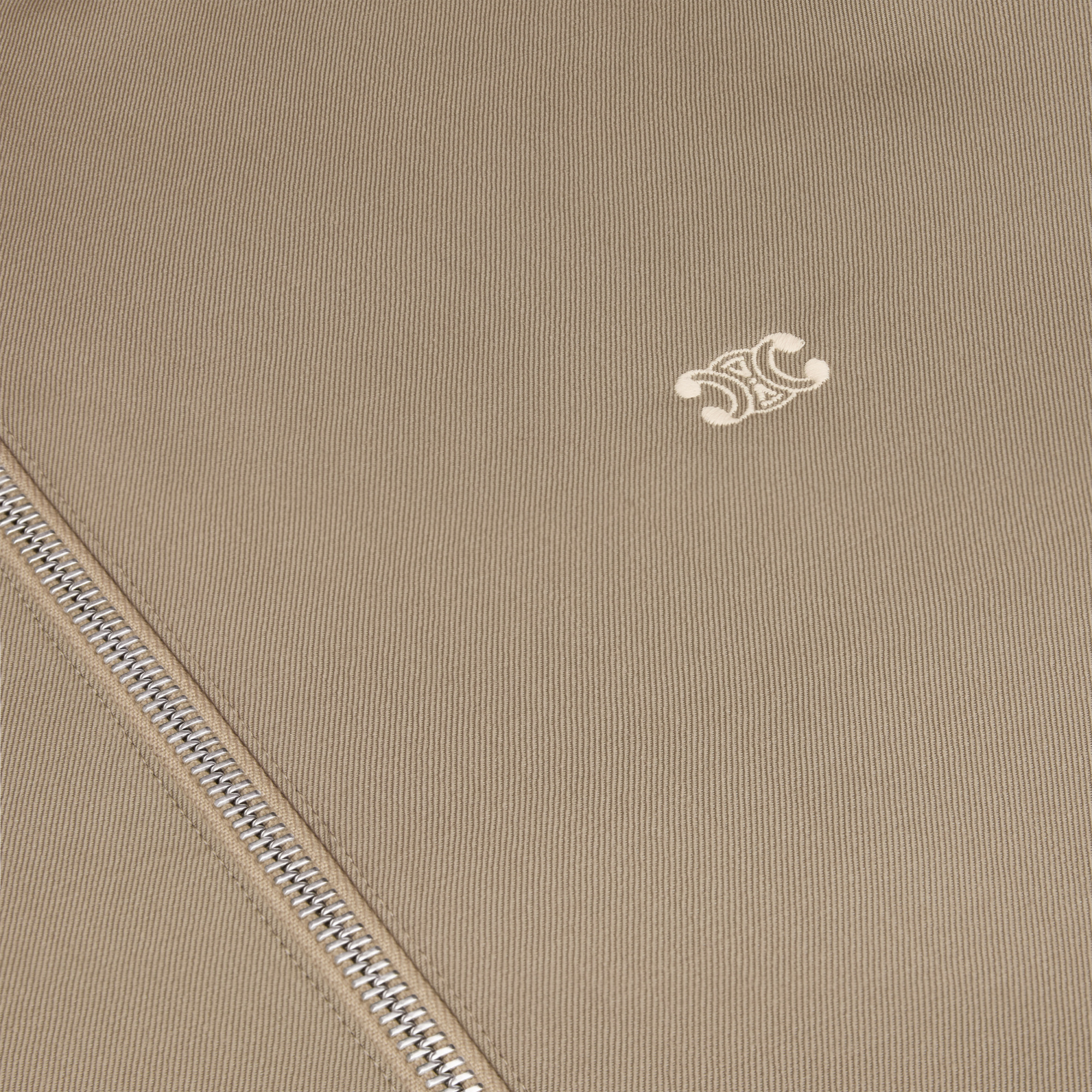Celine Triomphe Blouson Jacket In Wool Twill In Camel