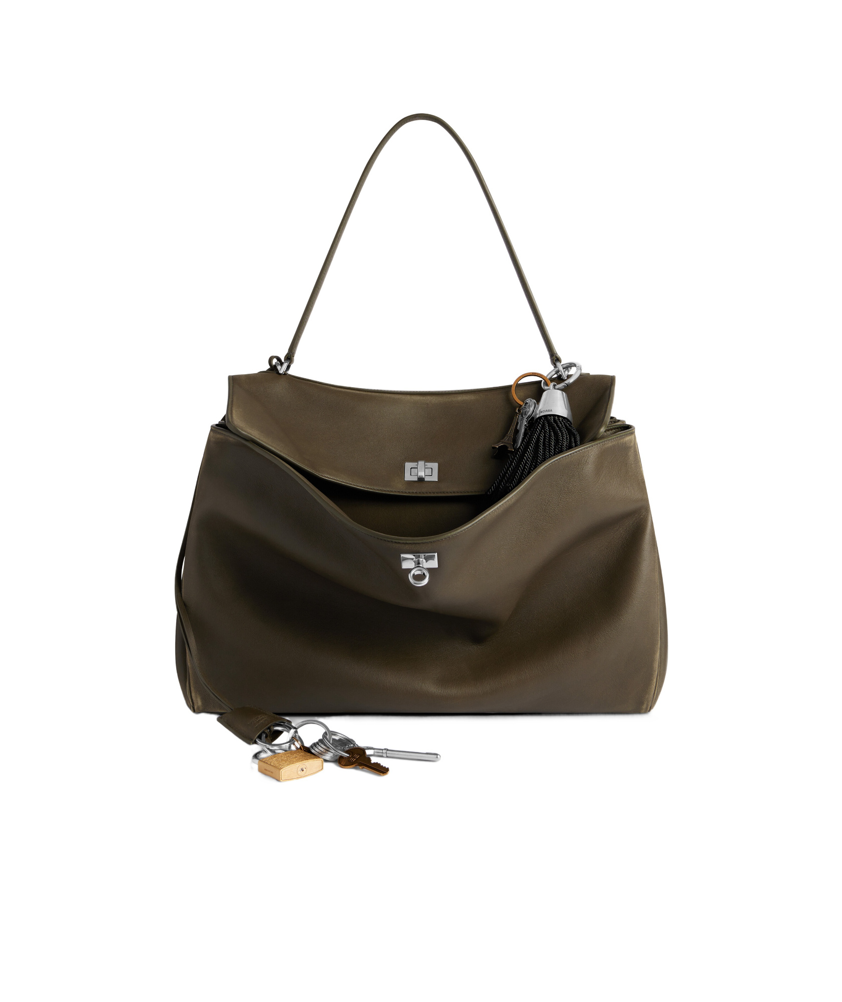 Balenciaga Large Rodeo Shoulder Bag In Dark Green
