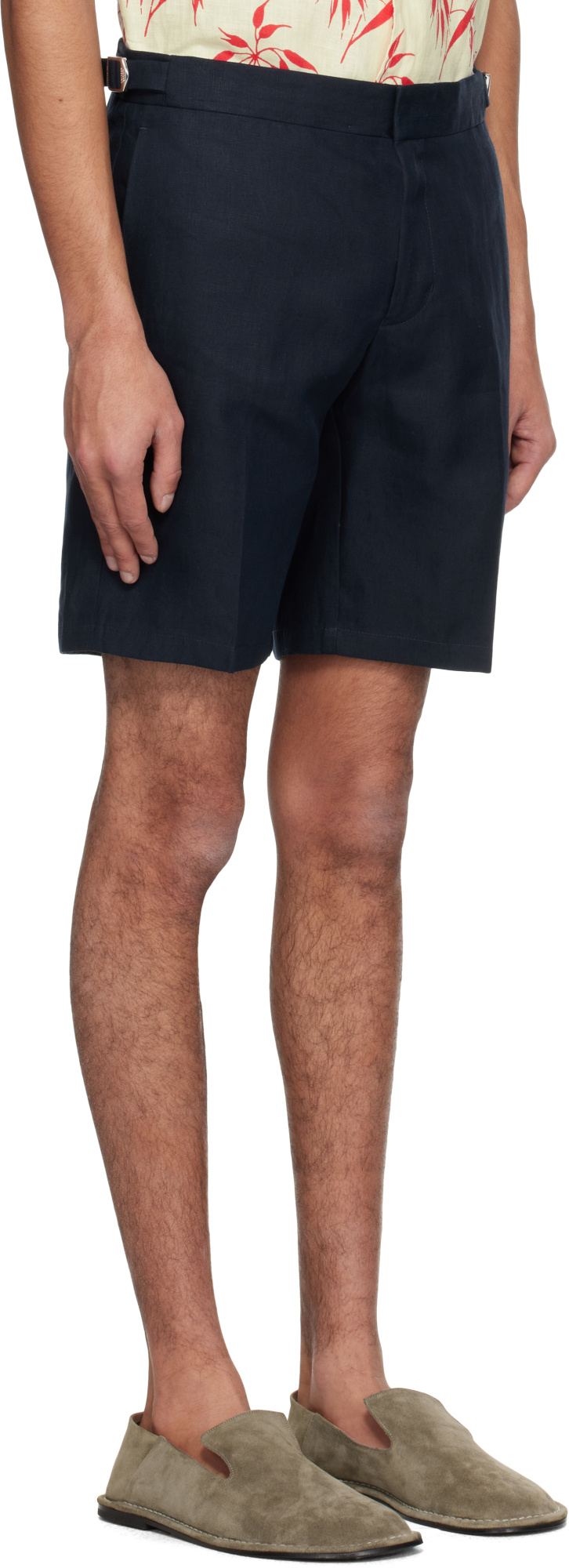Orlebar Brown Navy Norwich Italian Linen Shorts In Black