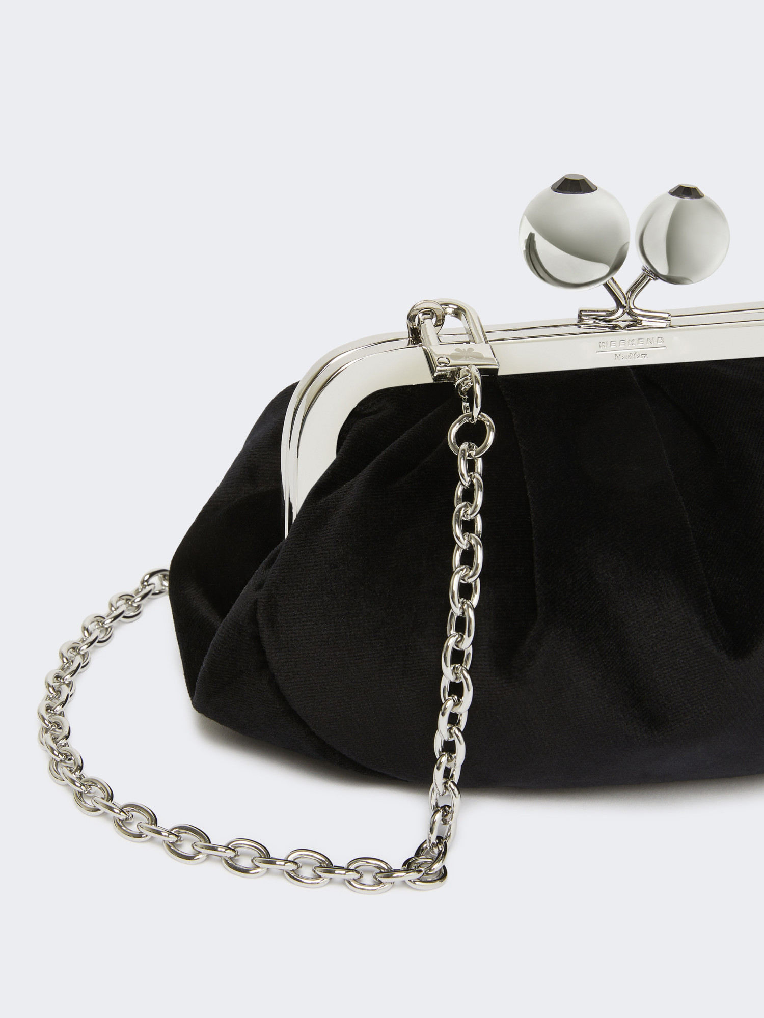 Weekend Max Mara Small Velvet Pasticcino Bag In Black
