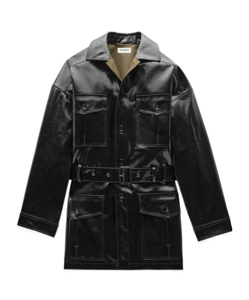 Saint Laurent Saharienne Jacket In Coated Cotton In Black
