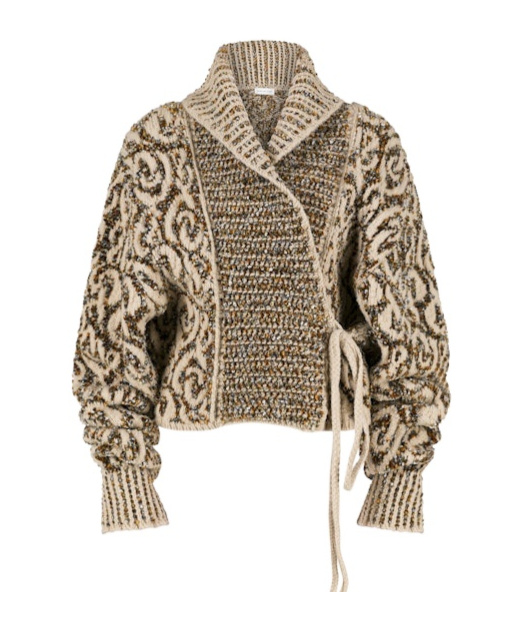 Dries Van Noten Textured Knit Cardigan Shawl Collar In Neutral