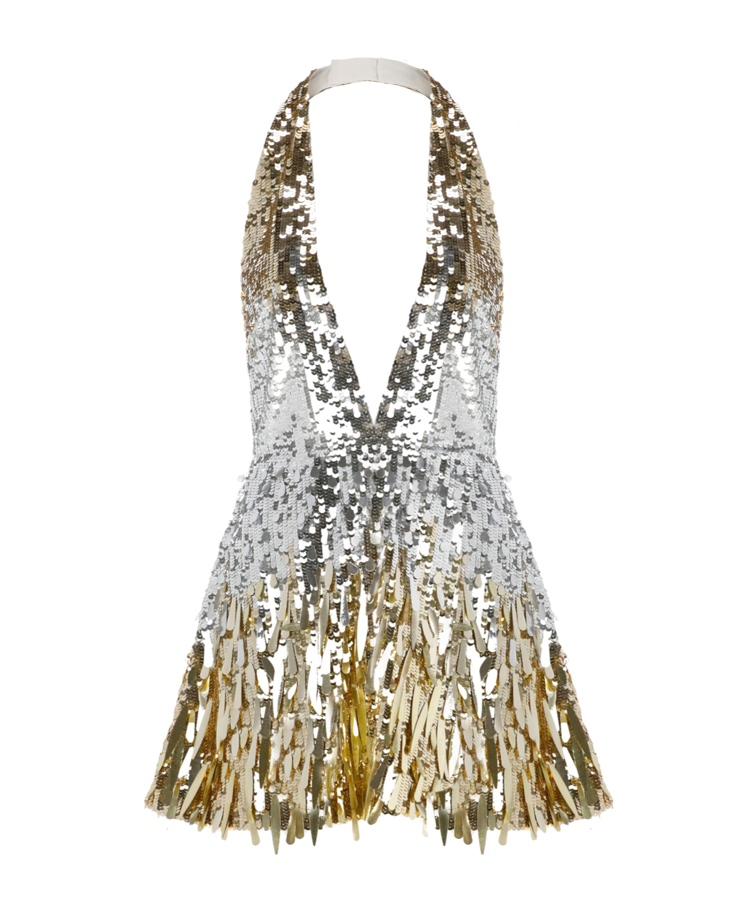 Retroféte Sequin-embellished Halterneck Mini Cocktail Dress