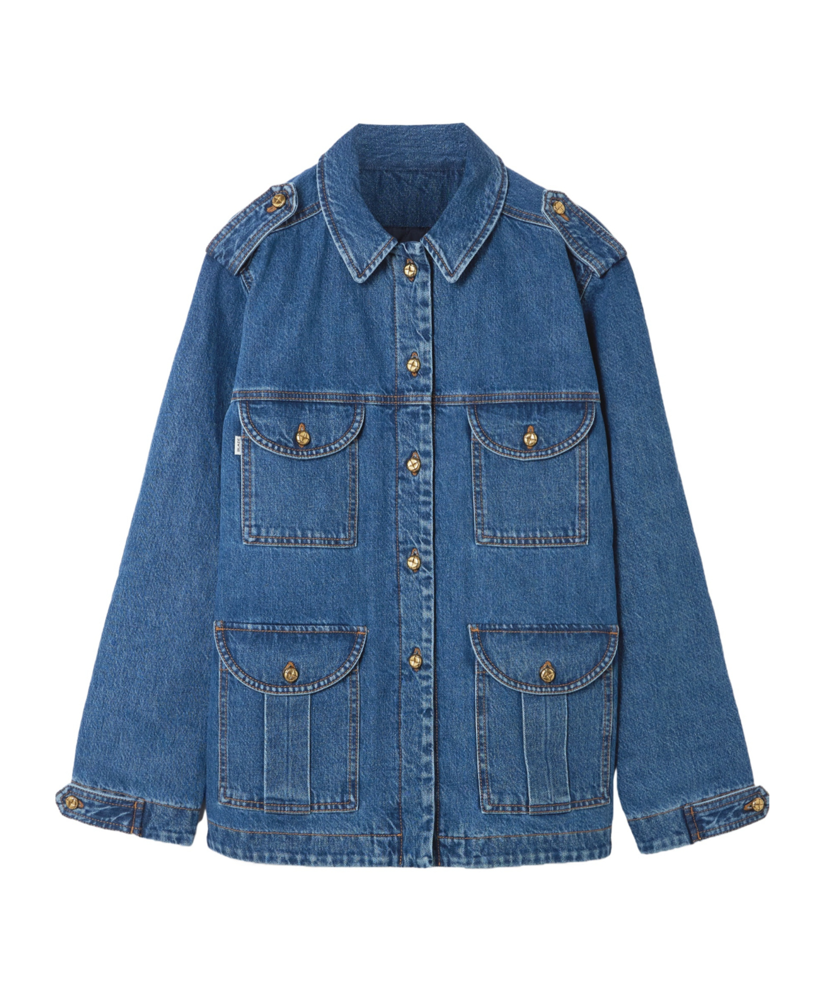 Blazé Milano Sahariana Padded Denim Jacket In Blue