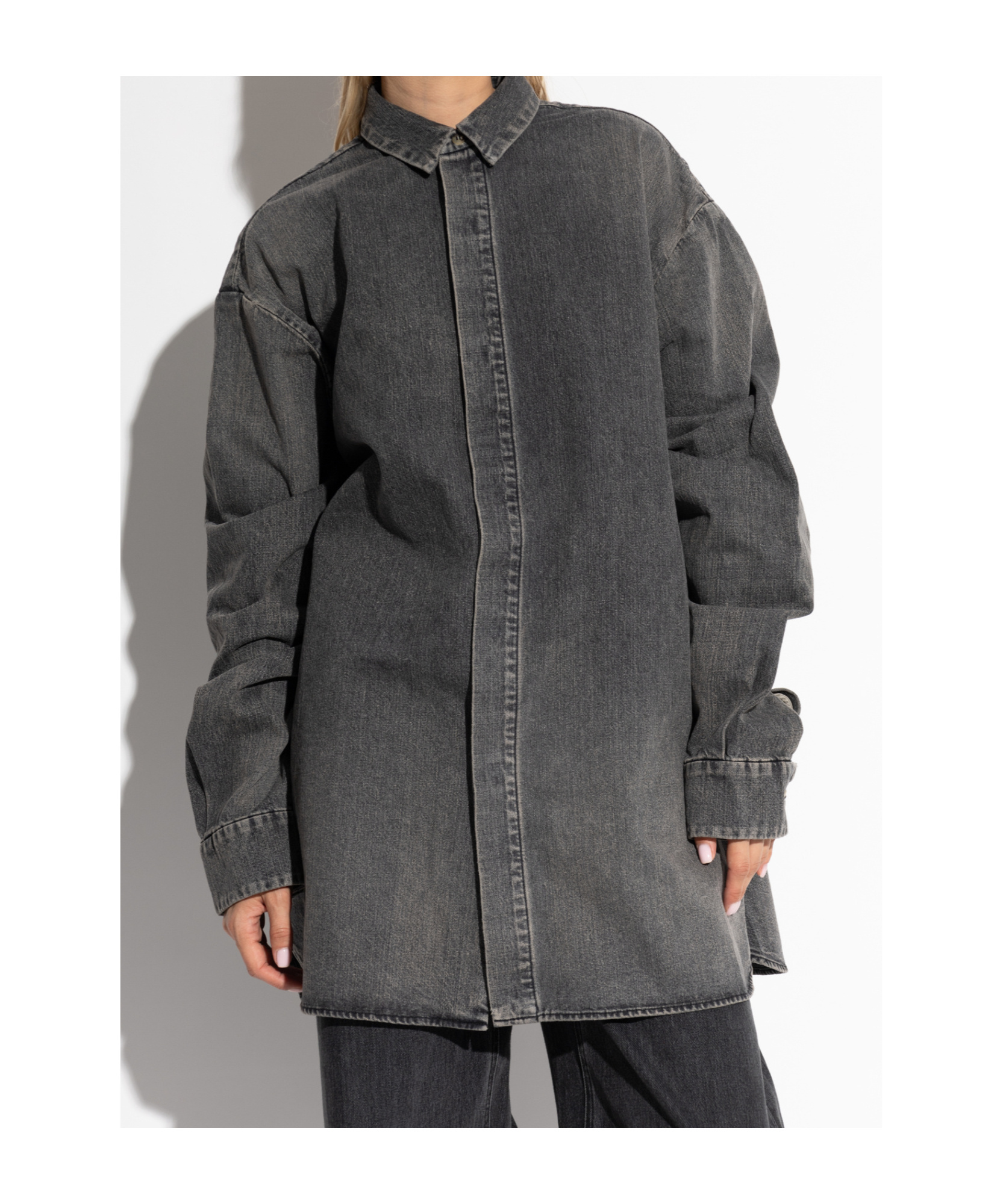 Fear Of God Vented Denim Shirt In Grey