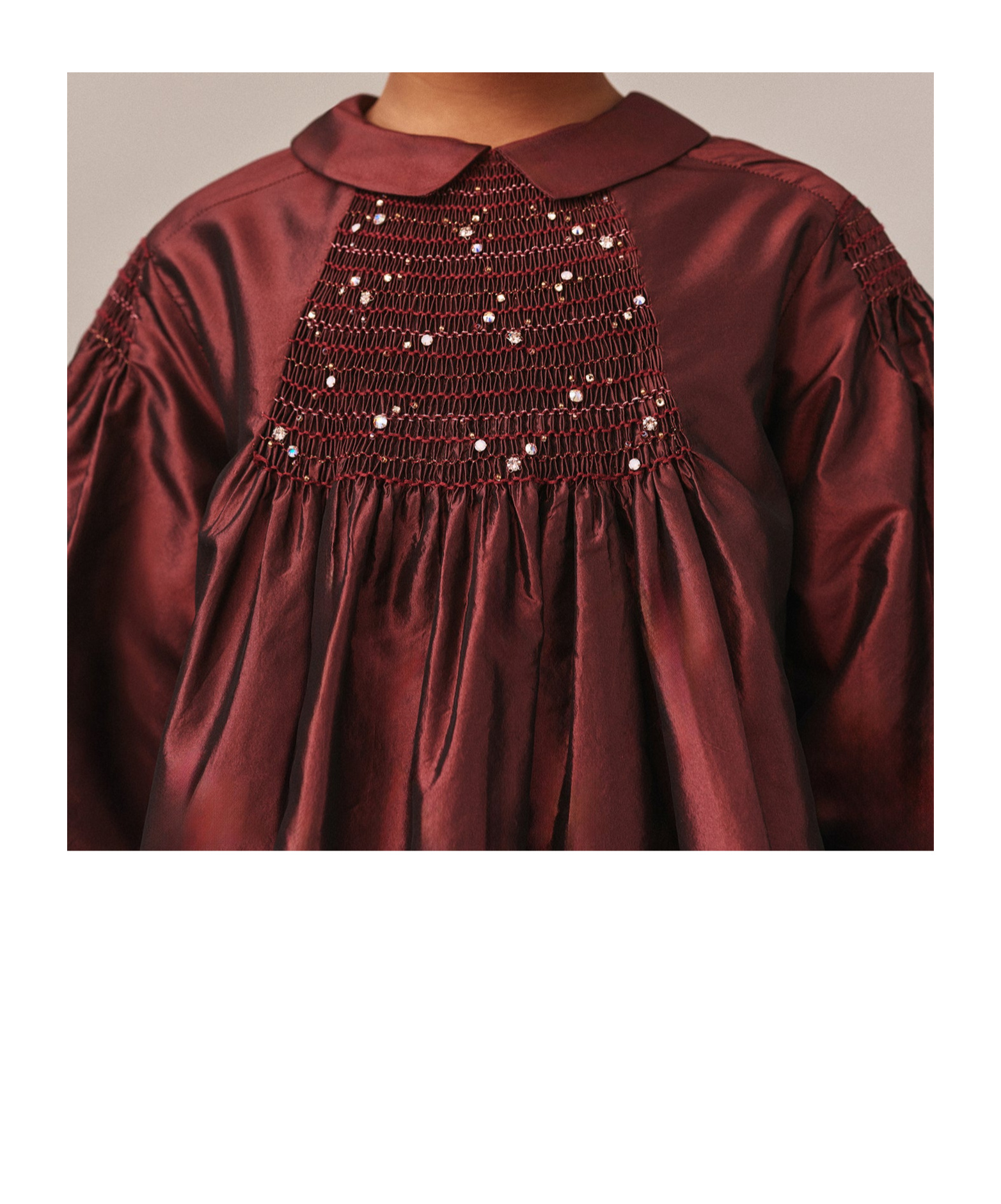 Bonpoint Jeanne Ruffled Embroidered Silk Dress In Brown