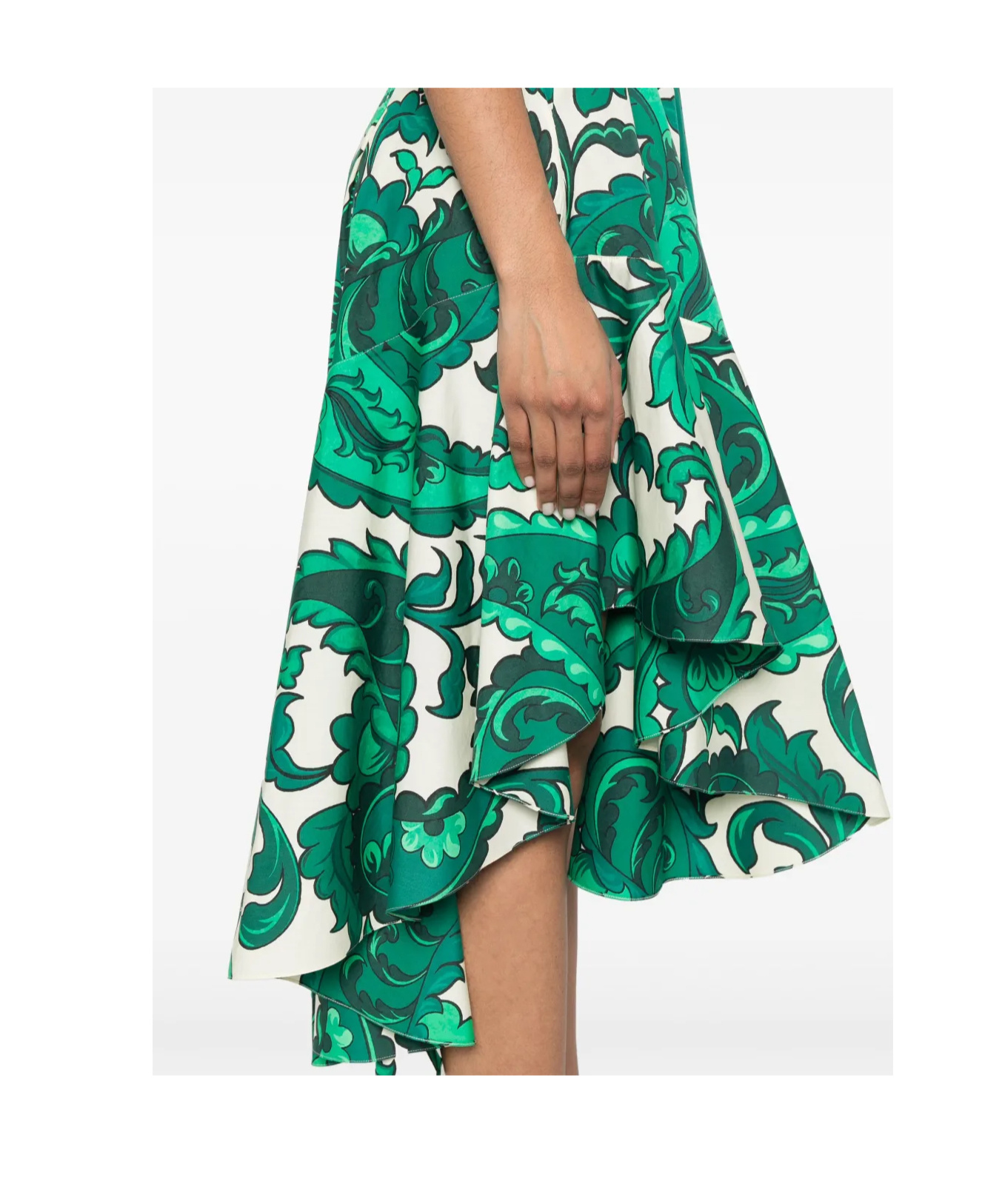 Etro Paisley Print Asymmetric Midi Dress In Green Multi