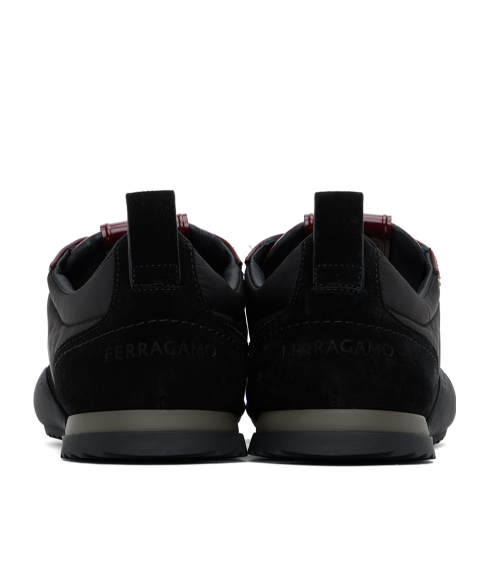 Ferragamo Spliced Lace-up Low-upper Sneakers In Black