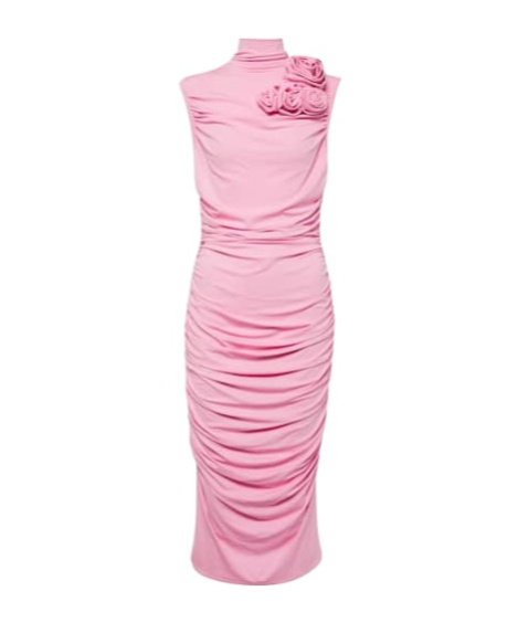 Magda Butrym Floral Appliqué Knit Midi Dress In Pink