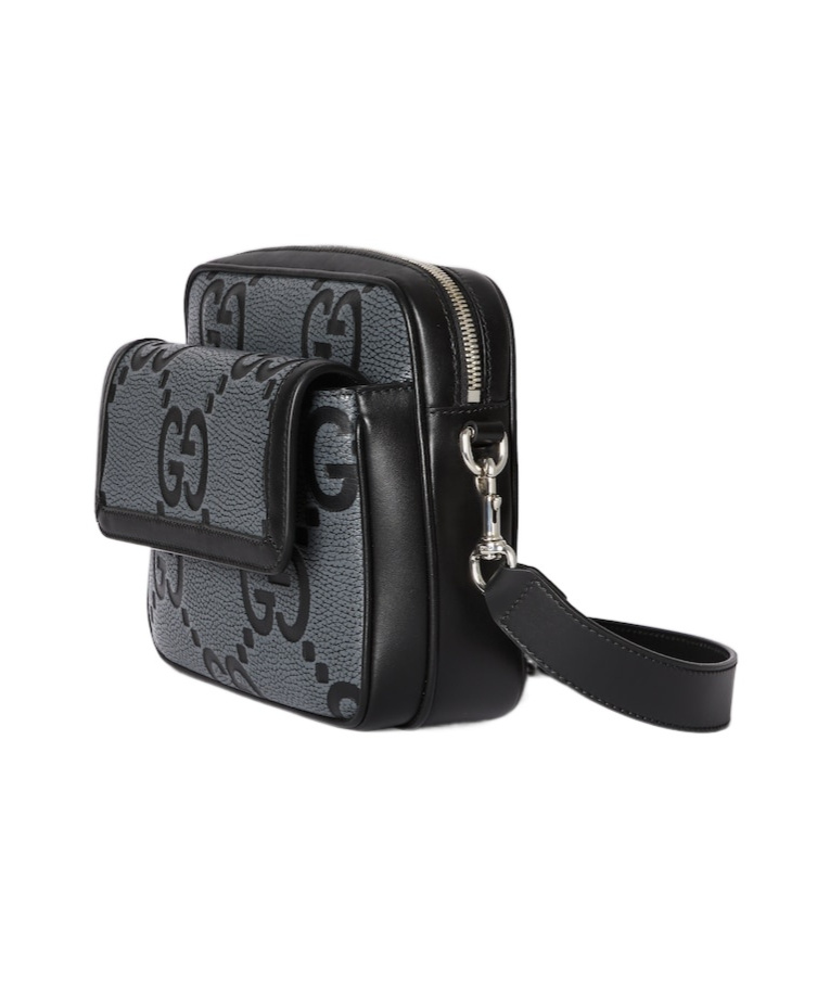Shop Gucci Small Jumbo Gg Crossbody Bag In Black