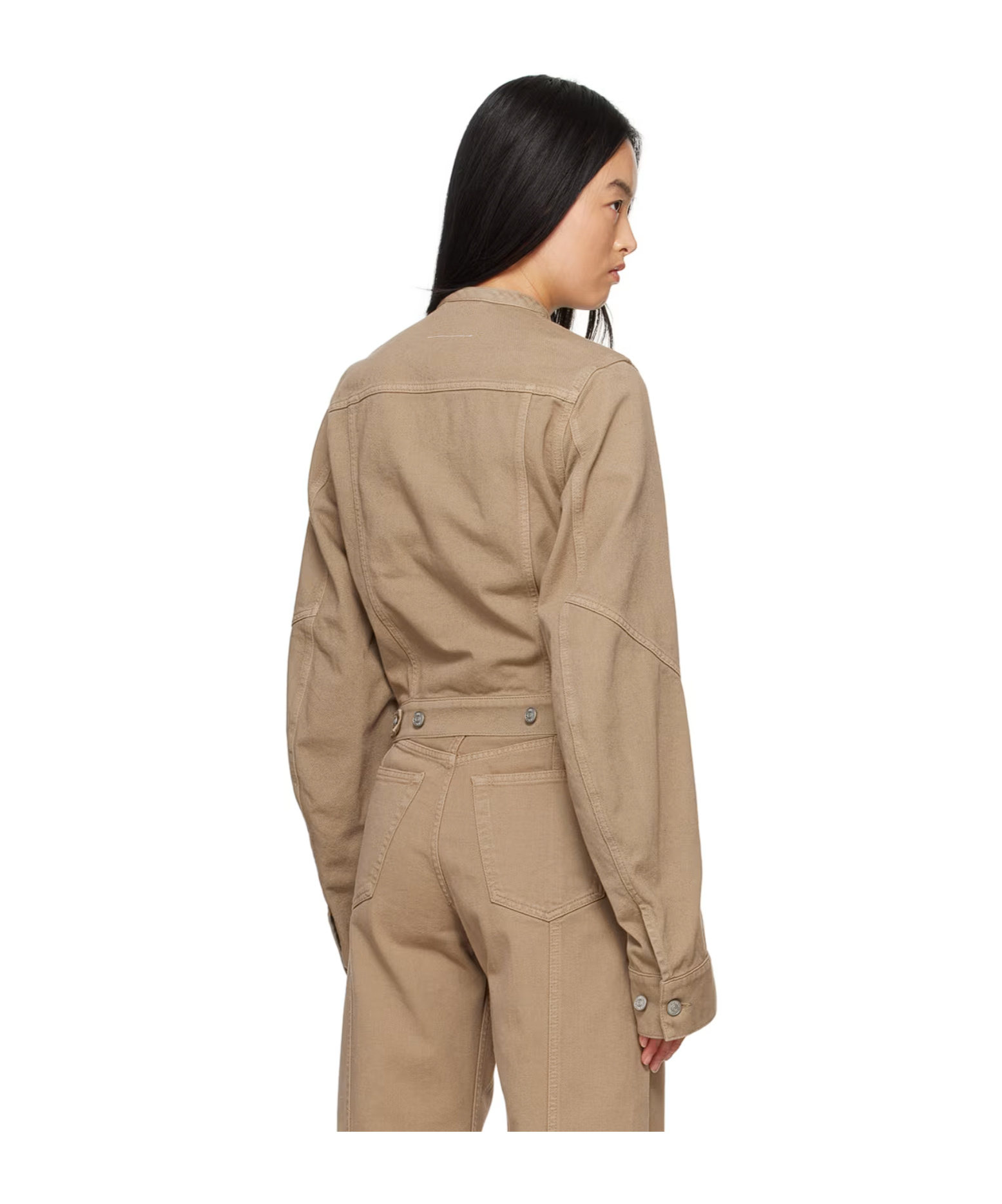 Mm6 Maison Margiela Woman Denim Outerwear Light Brown Size 8 Cotton In Brown