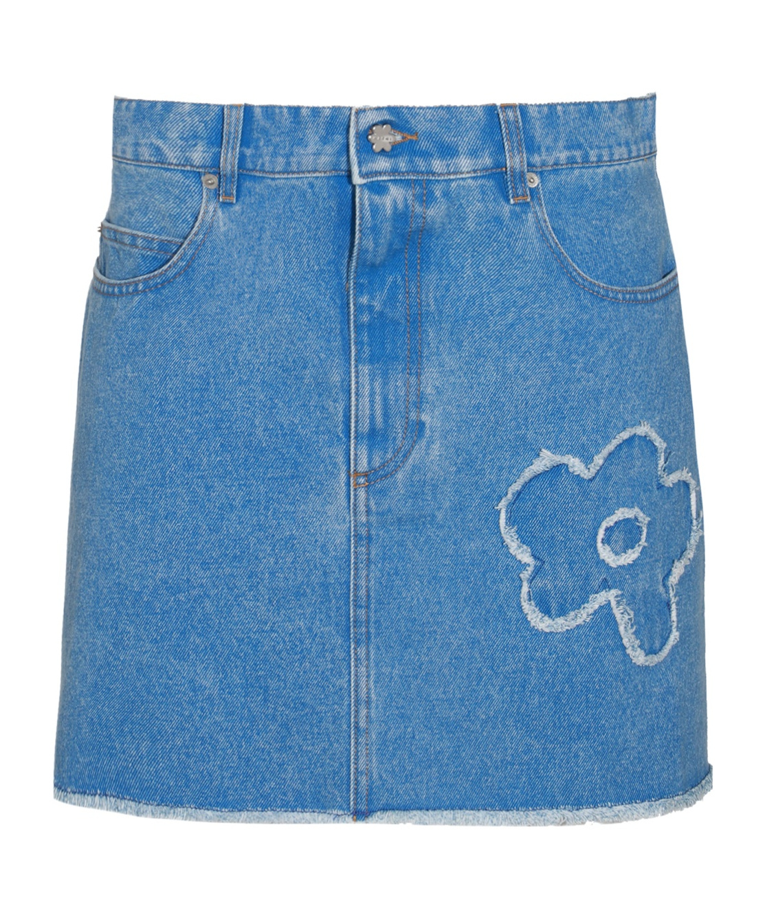 Marni Floral Embroidered Denim Skirt In Blue