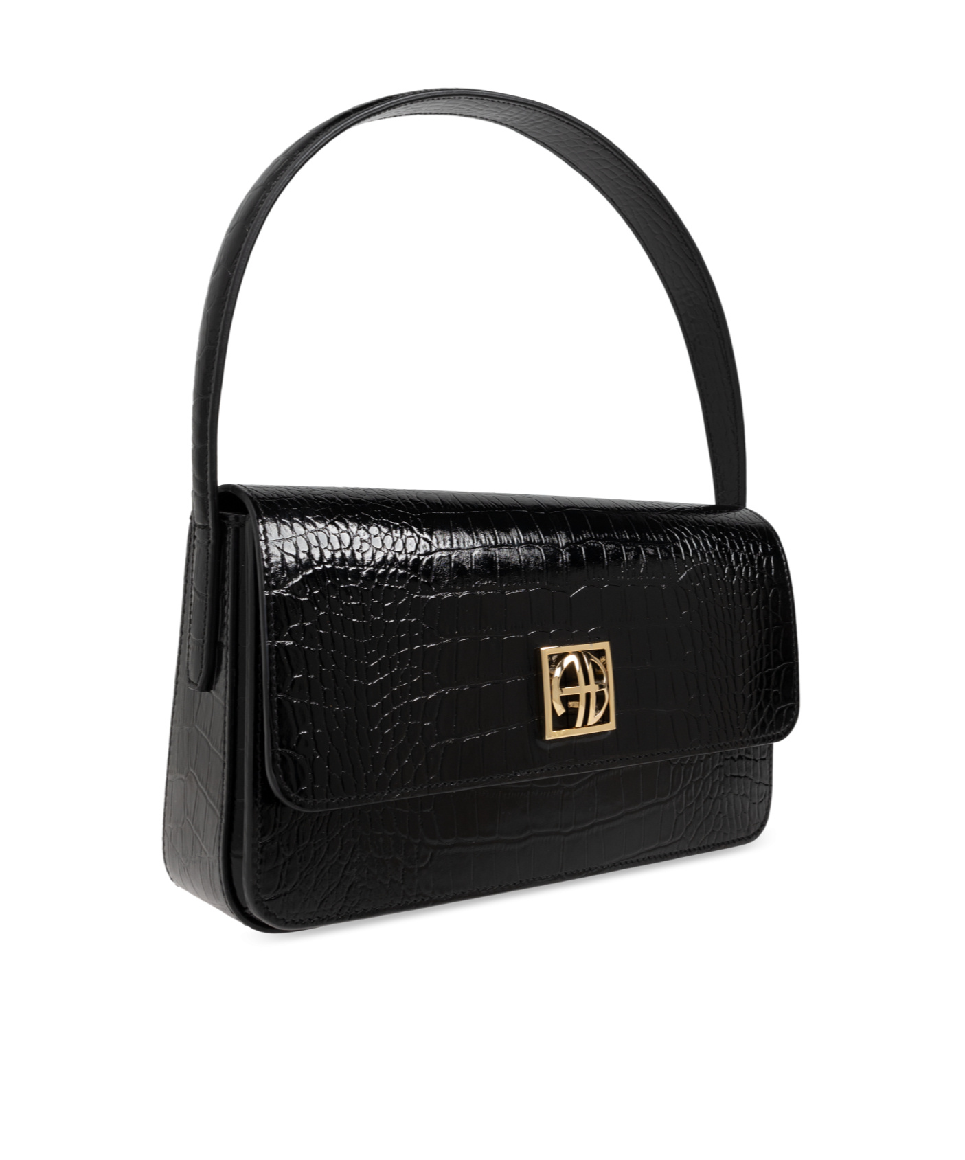 Shop Anine Bing Leather Shoulder Bag In Black
