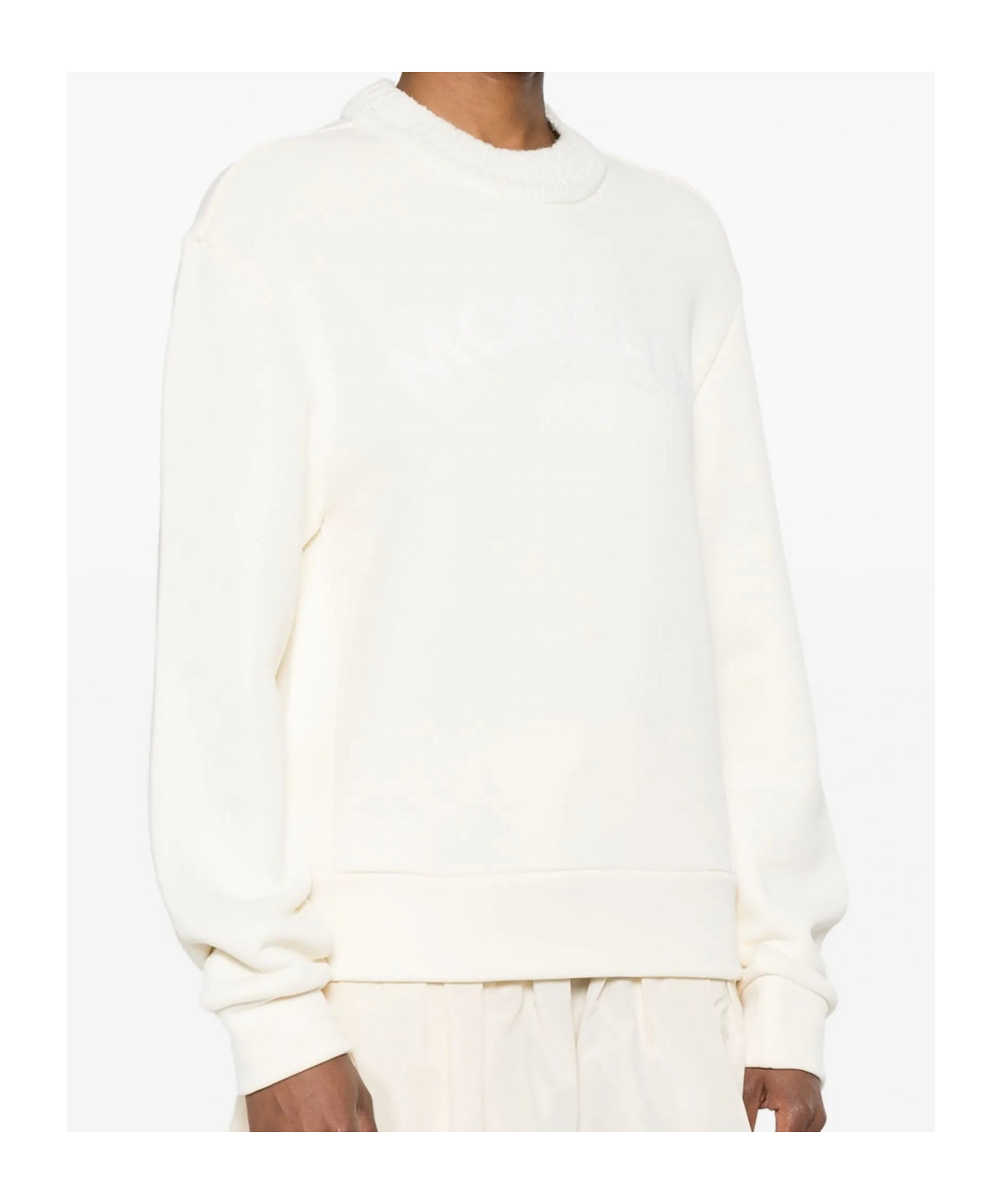 Moncler Logo Patch Crewneck Sweatshirt In White