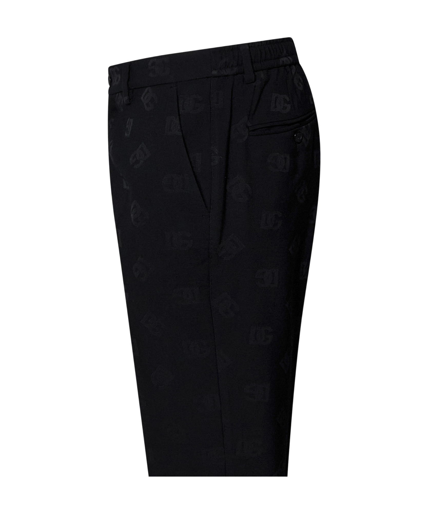 Dolce & Gabbana Monogram-pattern Tailored Trousers In Black