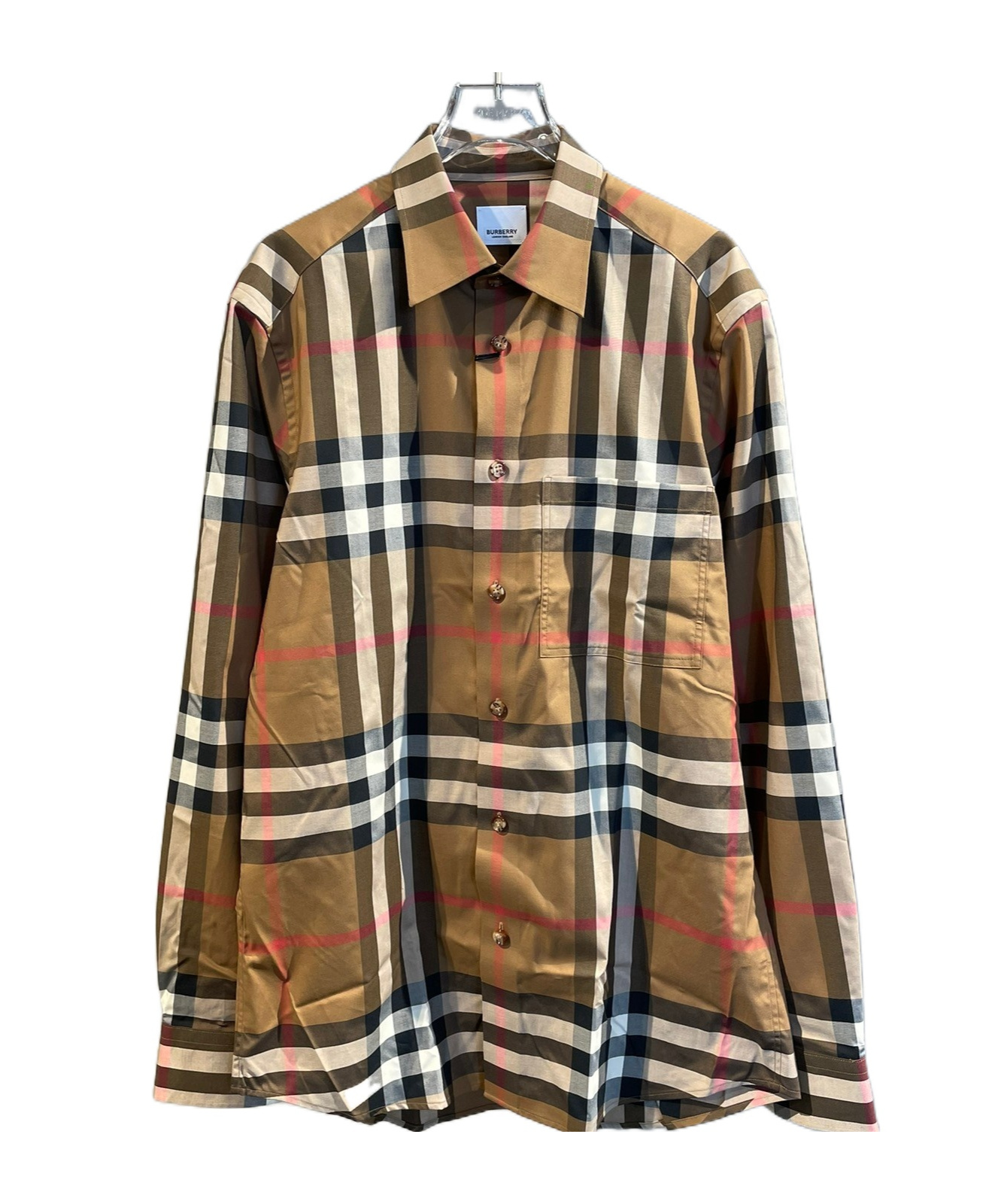 BURBERRY CHECK STRETCH COTTON SHIRT