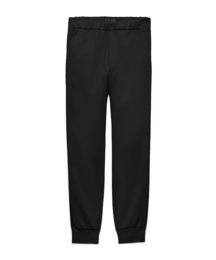 Prada Logo Wool Casual Pants In Black