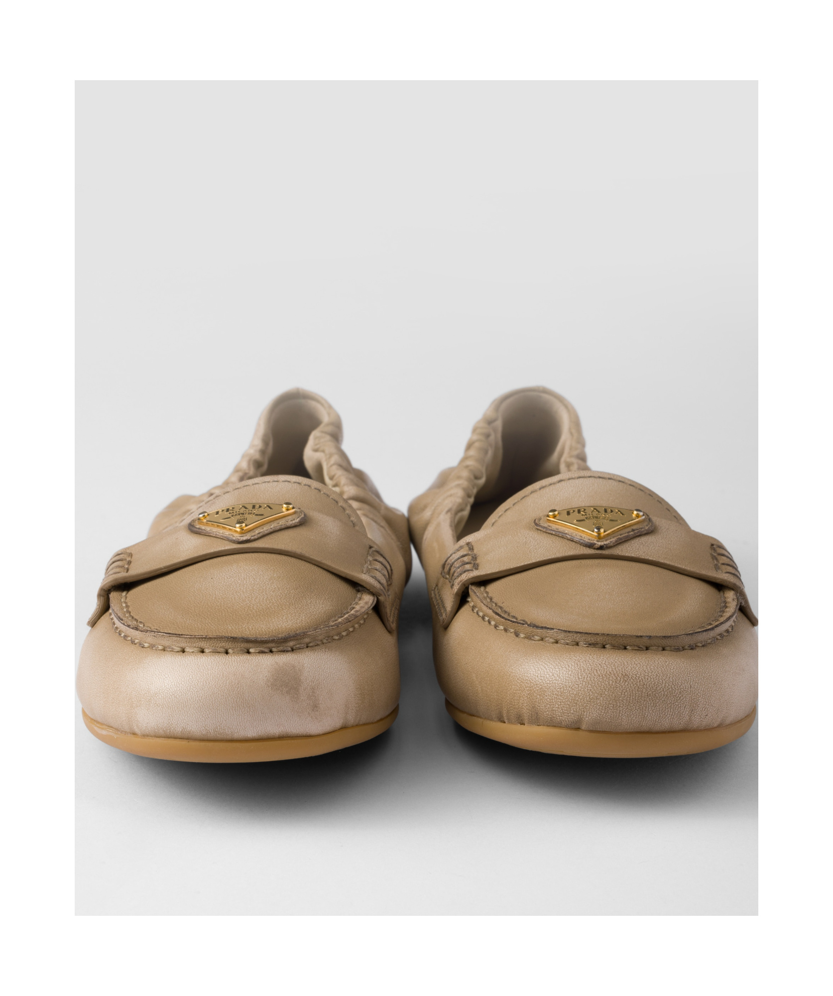 Prada Triangle Logo Suede Loafers In Yellow