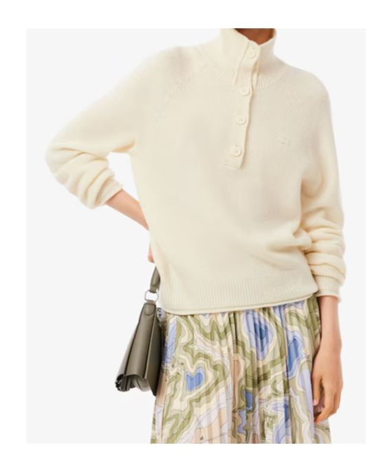 Lacoste Carded Wool High Neck Sweater In Multi