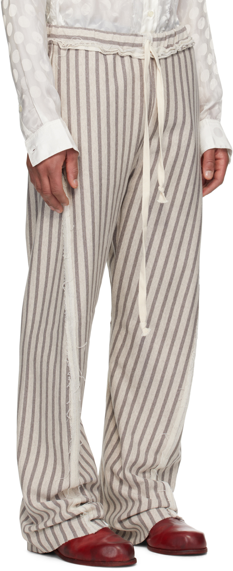Edward Cuming Stripe Twisted Sweatpants In Gray