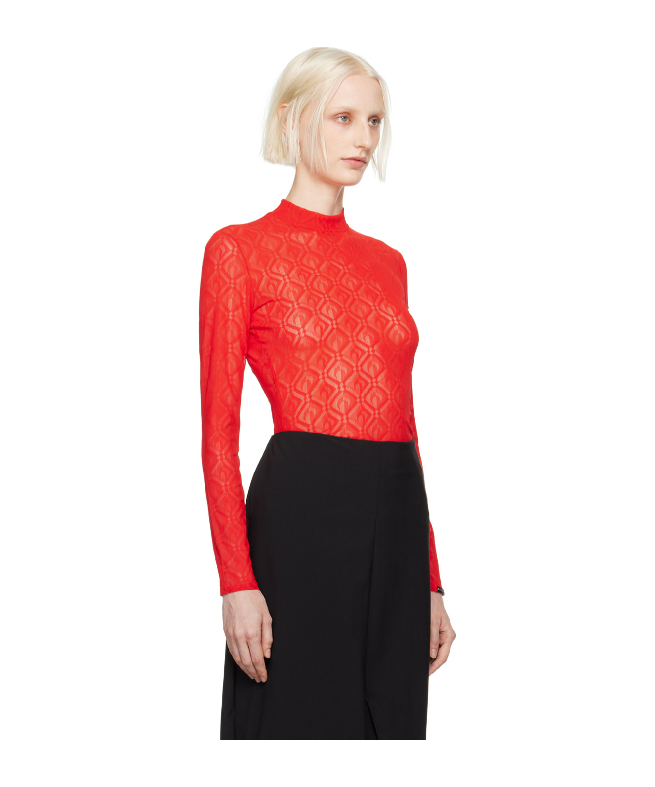 Marine Serre Red Moon Diamond Long Sleeve T-shirt In Black
