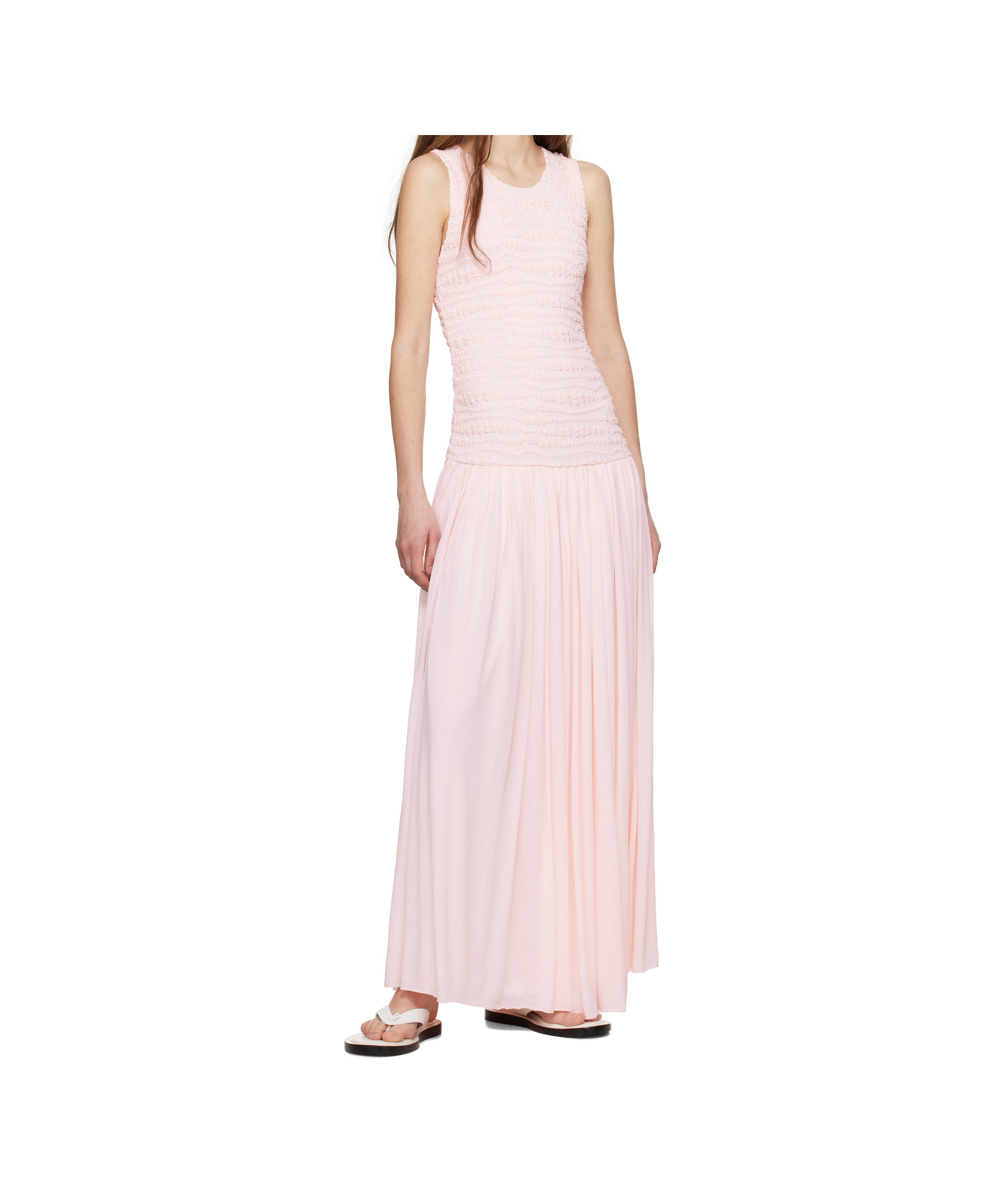 Jil Sander Shirred Maxi Dress In Pink