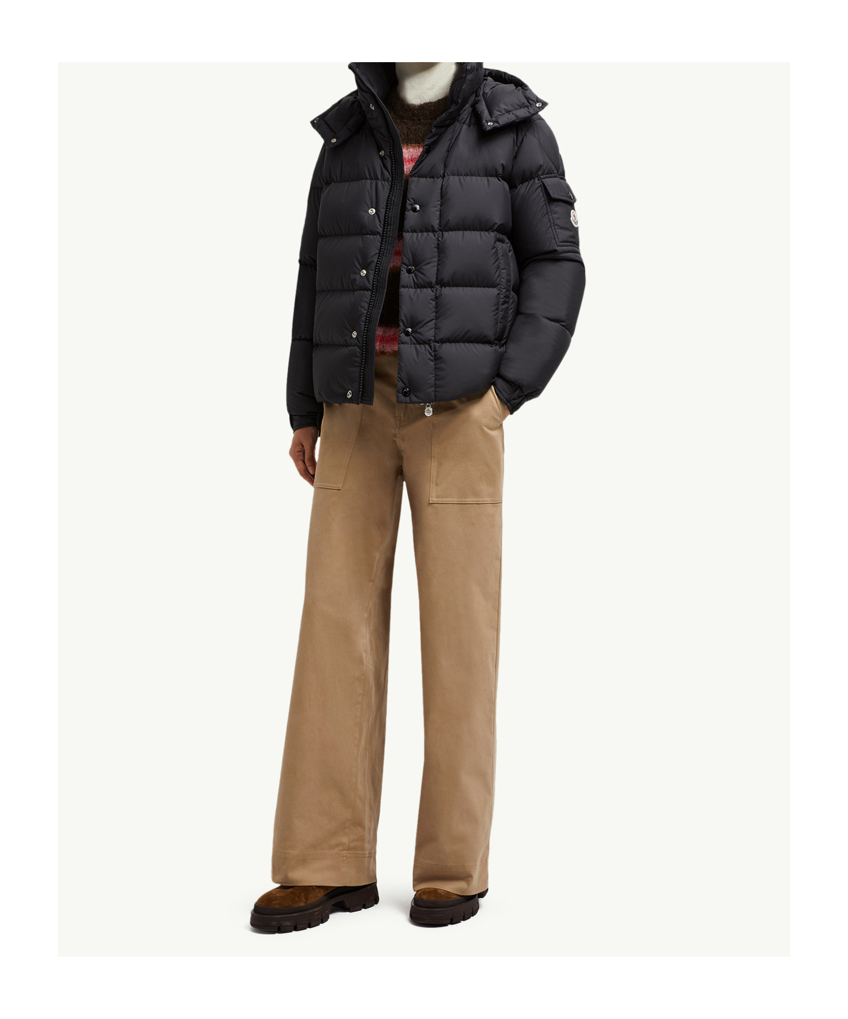 Moncler Maya 70 Hooded Short Down Jacket In Black