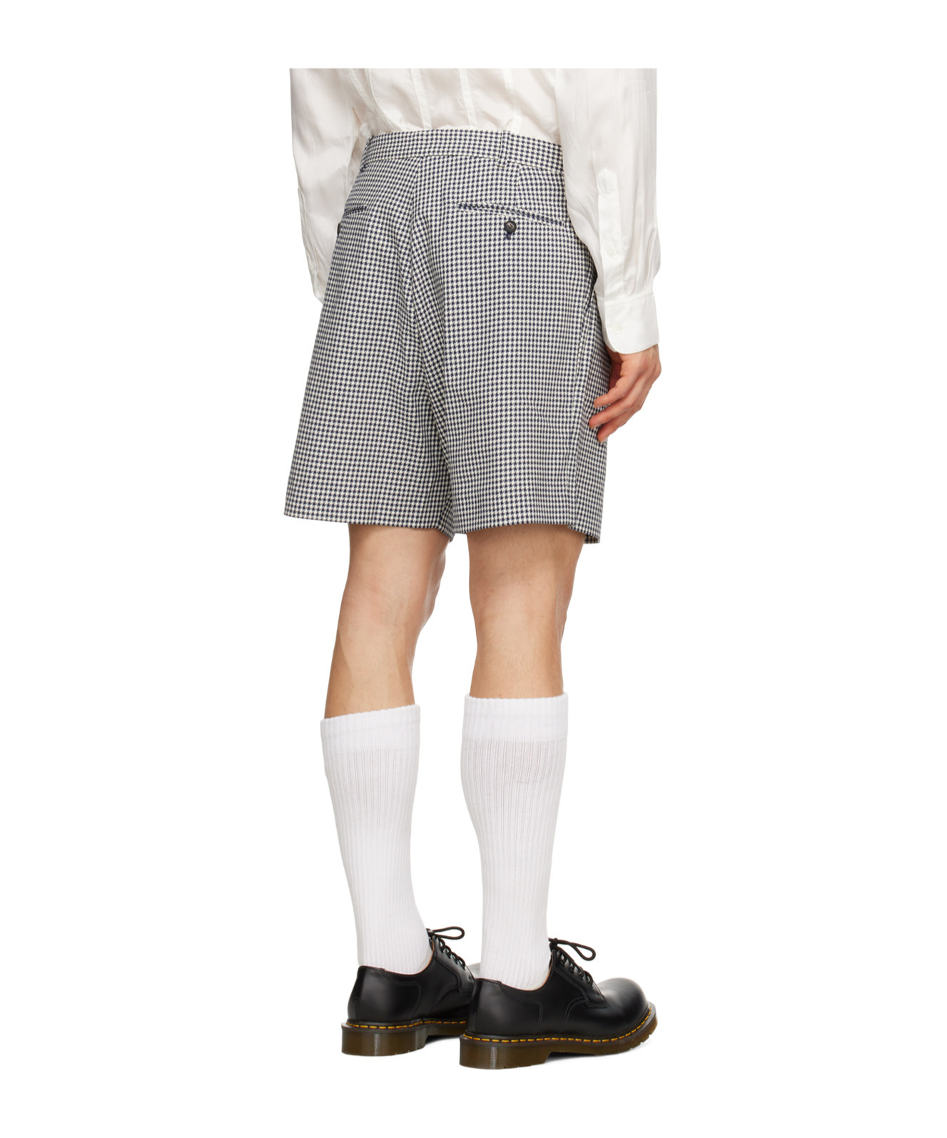 Egonlab Houndstooth Cotton Shorts In White