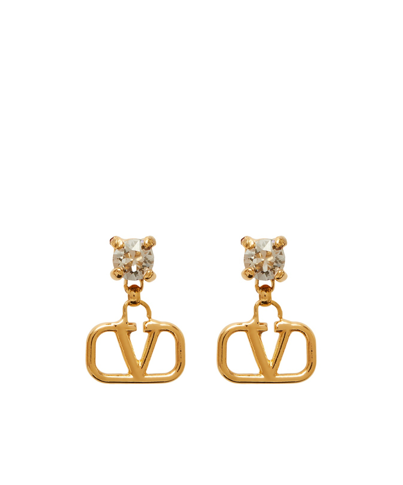 Valentino Gemstone Accent Stud Earrings With Gold-tone Finish In Yellow