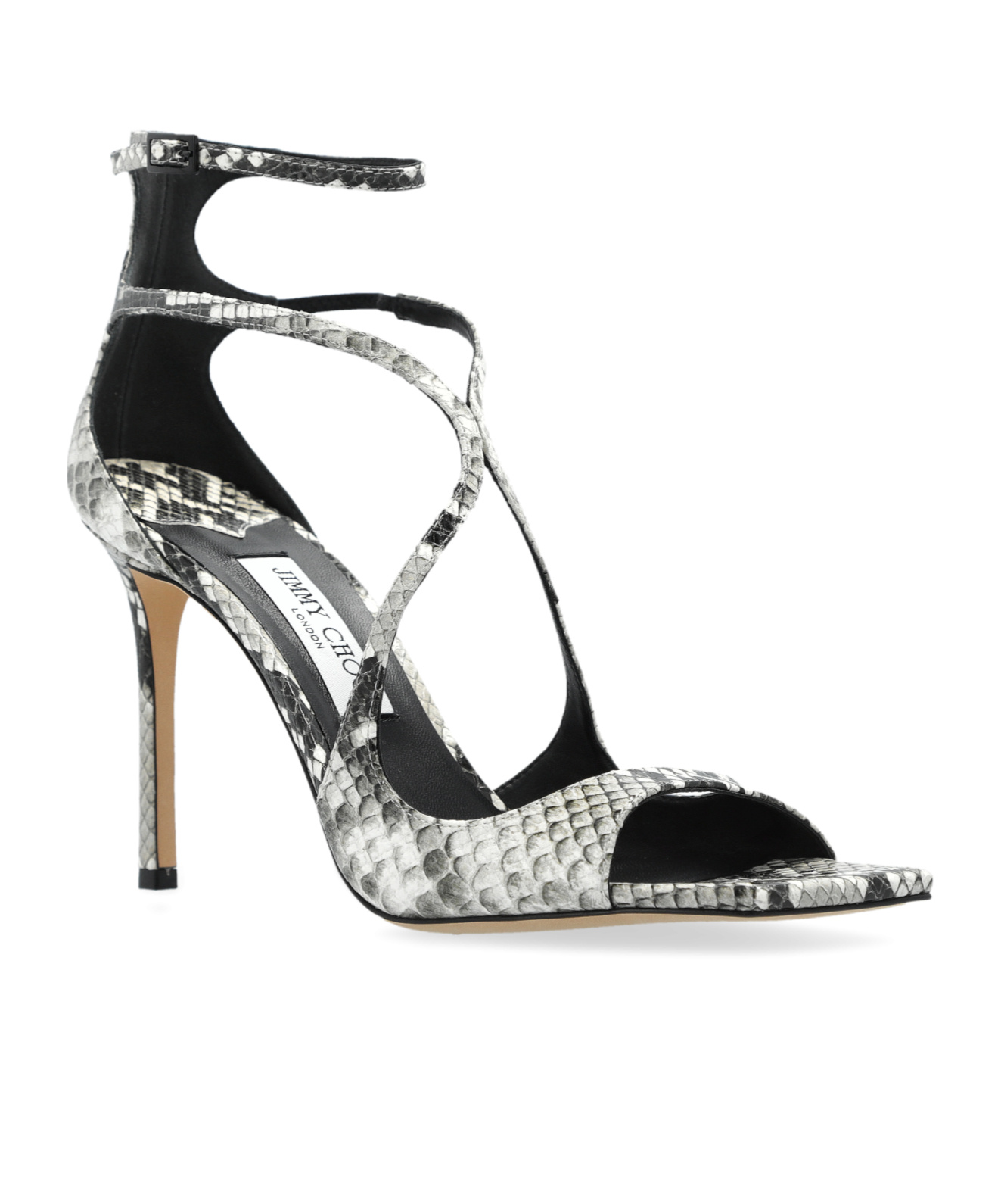 Jimmy Choo Azia 95 Sandals In Python Print Leather In Gray