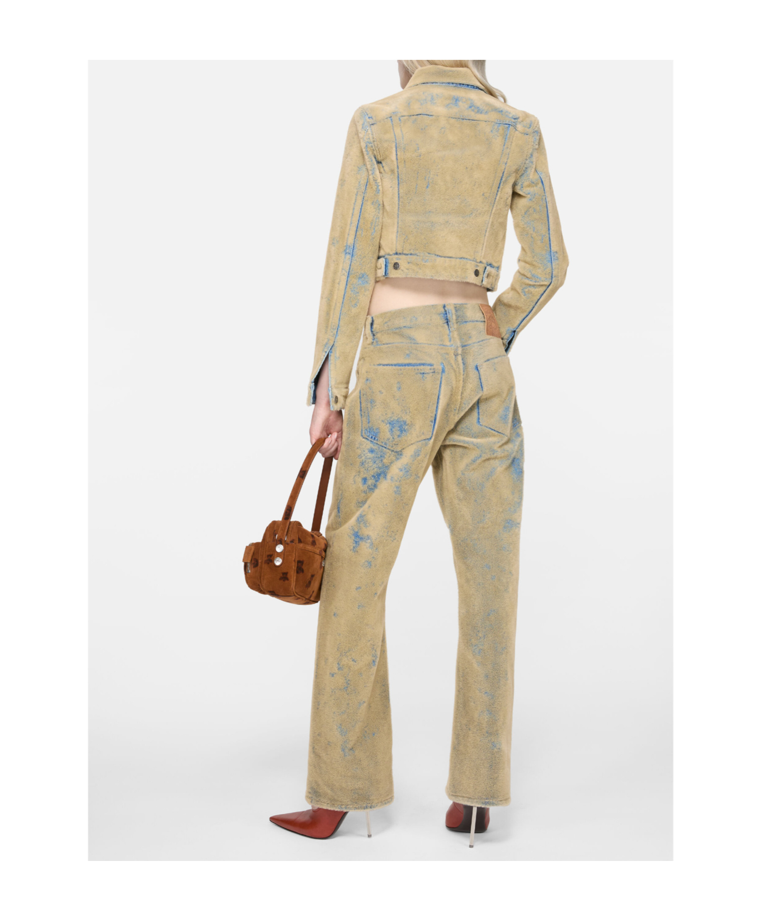 Acne Studios Textured Denim Jacket In Brown