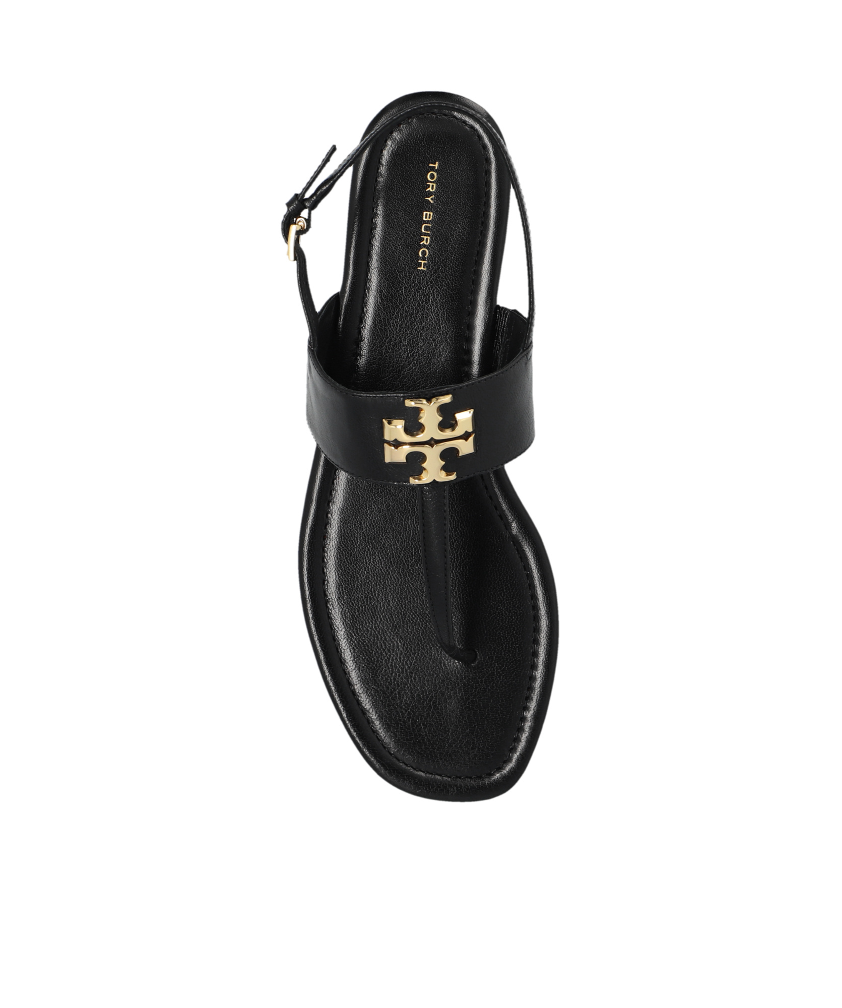Tory Burch Eleanor Embellished Leather Sandals In Black