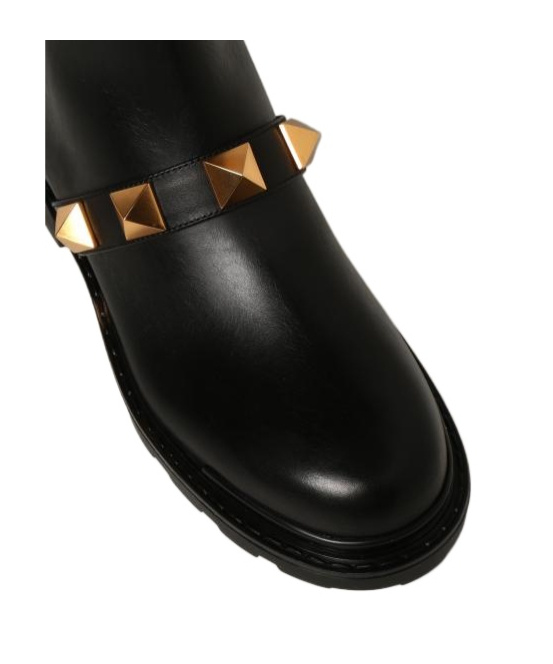 Shop Valentino Roman Stud Combat Boots In Black