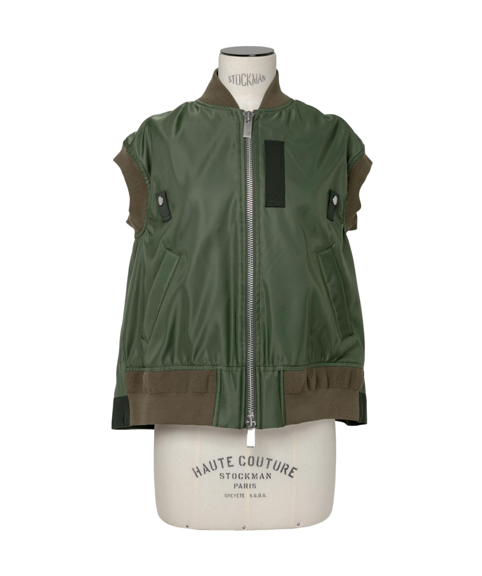 Sacai Sleeveless Nylon Zip-up Jacket In Multicolor