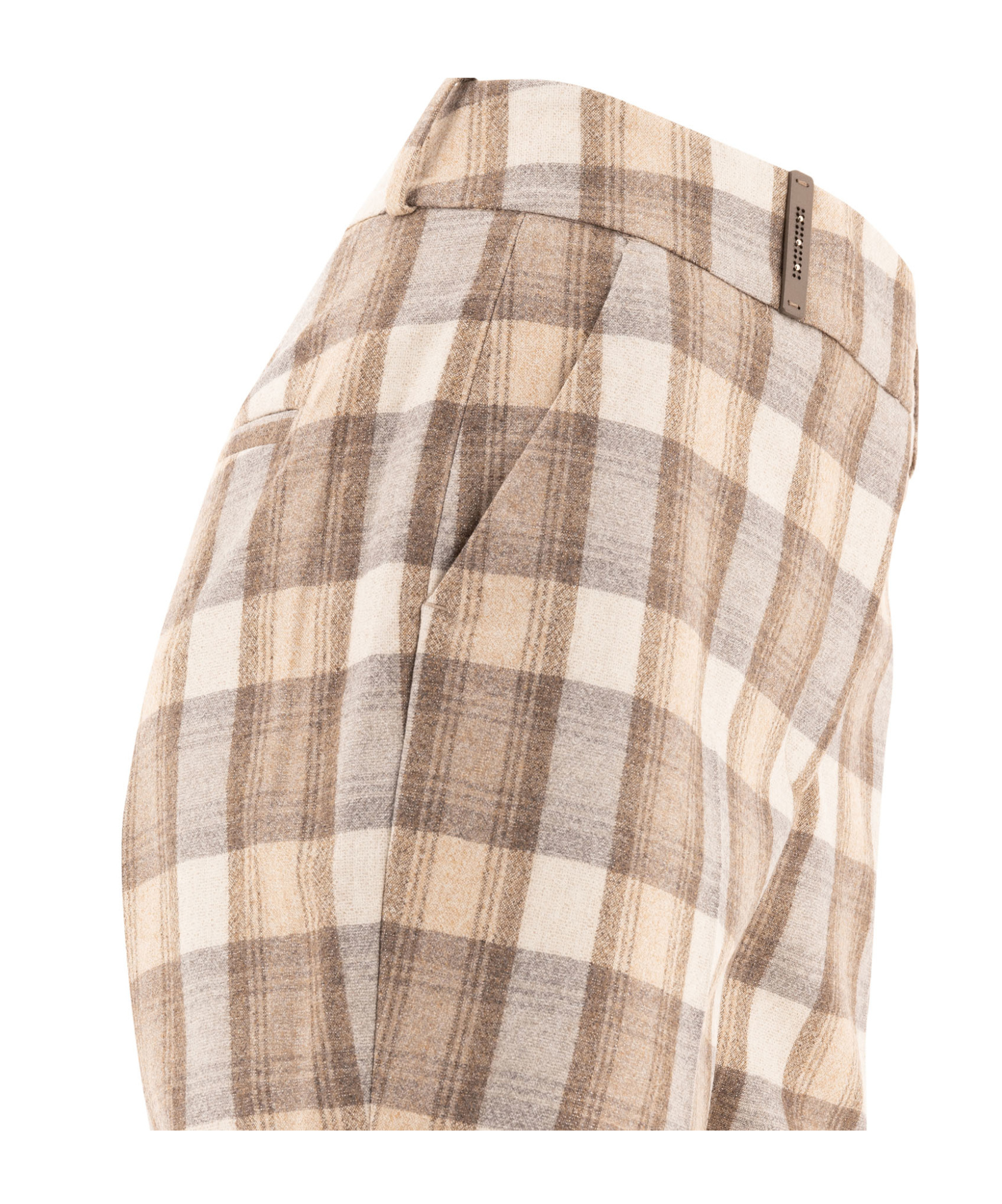 Peserico Check Wool Trousers In Nude