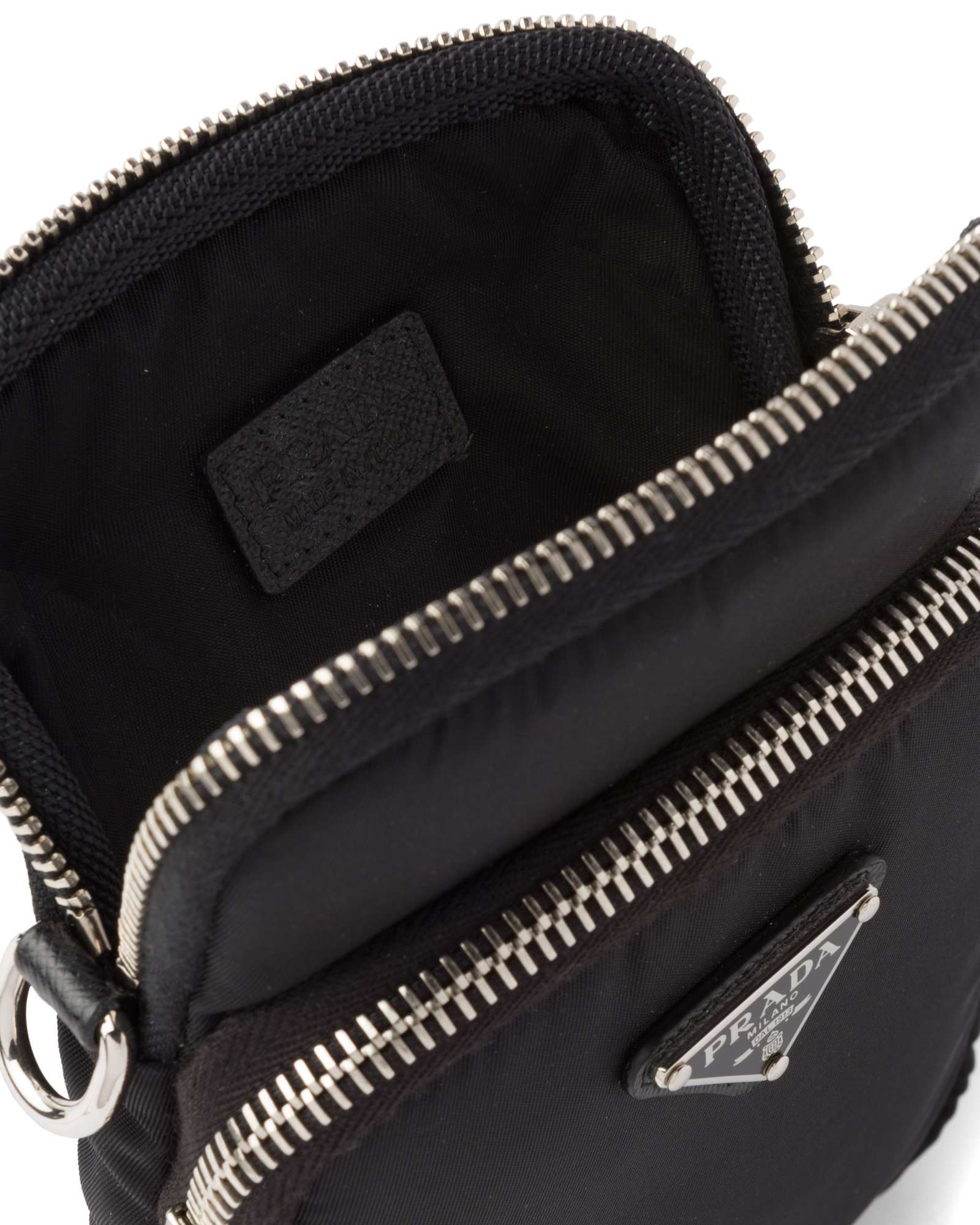 Prada Triangle-logo Panelled Smartphone Case In Black