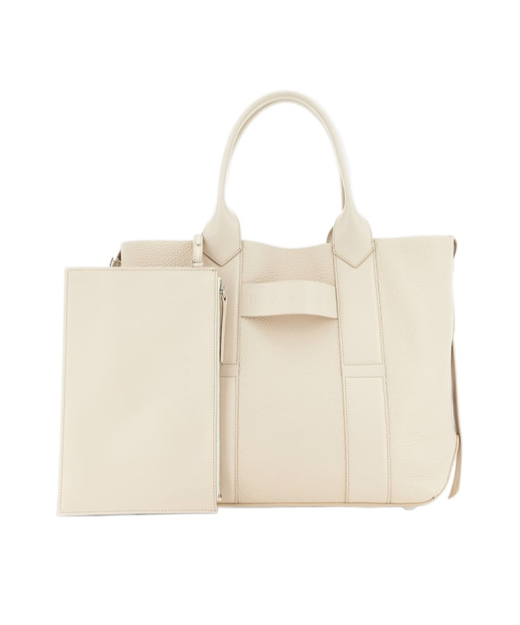Shop Hogan Script Tote Bag In Nude