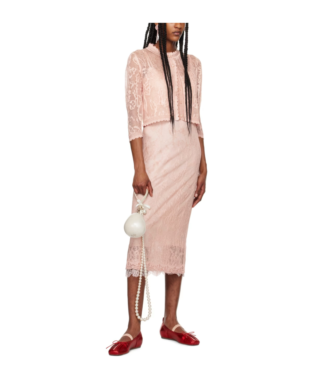 Simone Rocha Floral Suspender Dress In Pink
