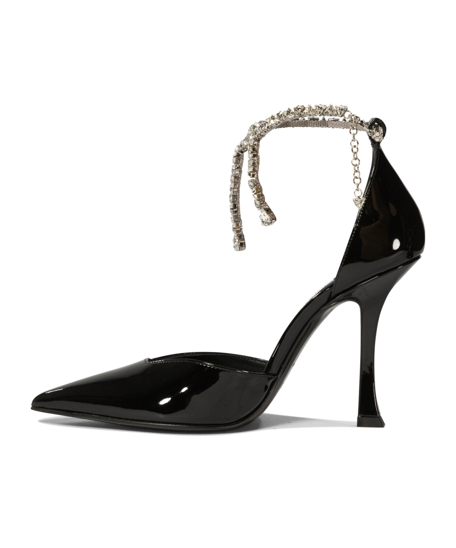 Jimmy Choo Stevie 100 Crystal-embellished Pumps In Patent Leather In Black