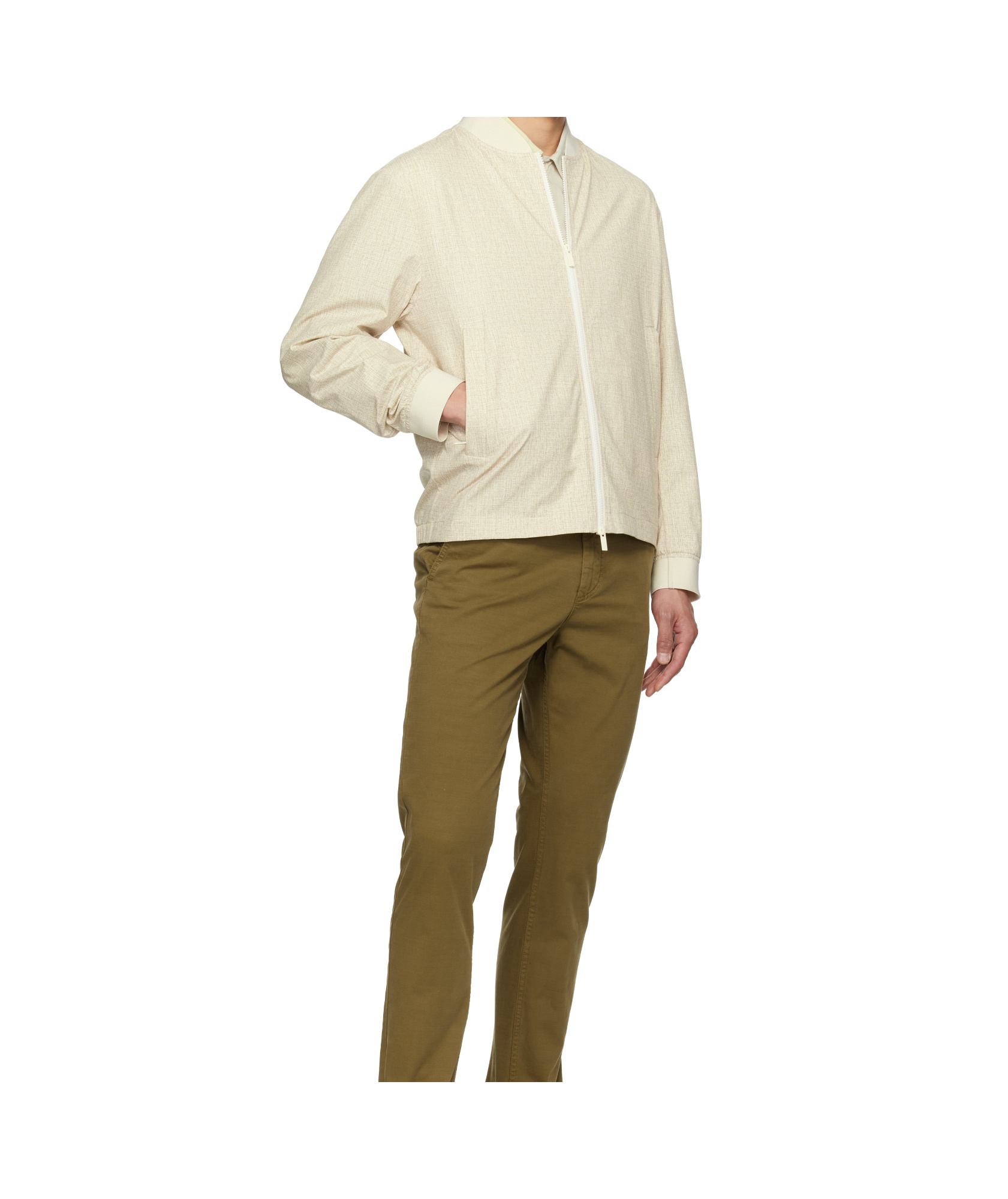 Shop Hugo Boss Beige Slim-fit Bomber Jacket In Nude