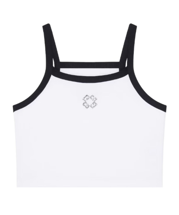 Givenchy Cropped Tank Top In Cotton And Crystals With 4g Detail In White