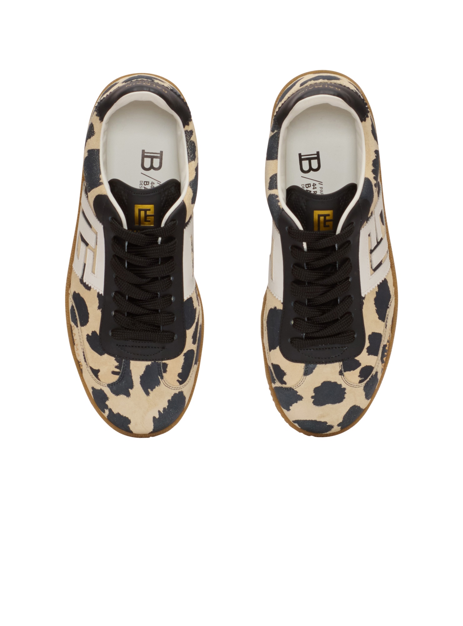 Balmain Swan Leopard Print Suede Leather Trainers In Brown