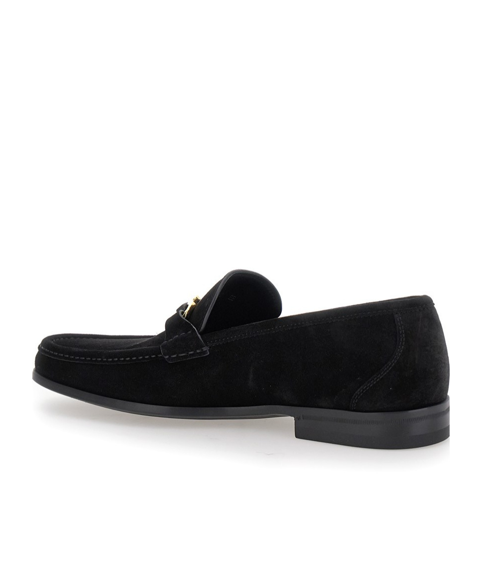 Ferragamo Black Gancini Ornament Loafers In Black
