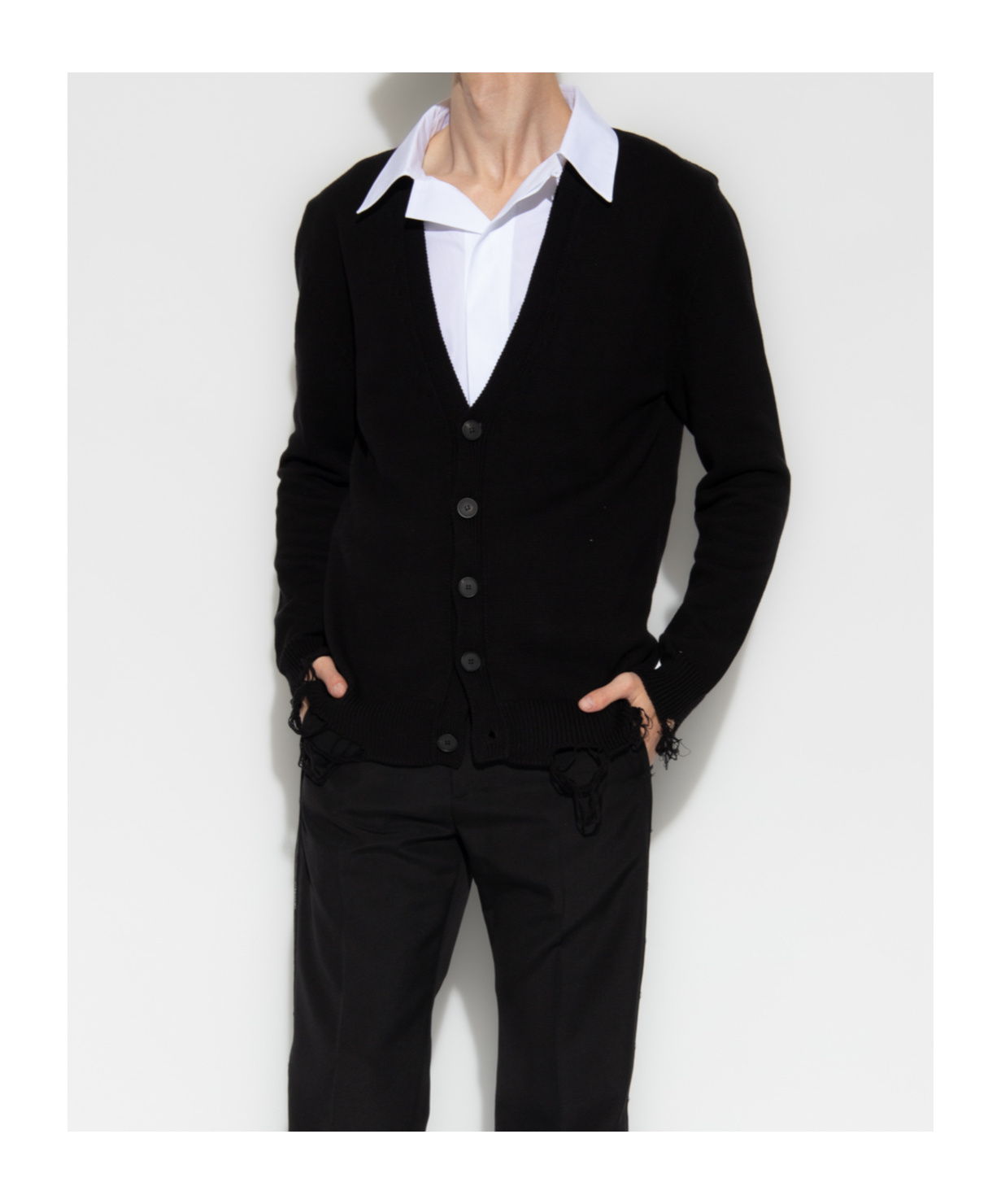 Givenchy Men's Intarsia Detail Cotton Cardigan In Black